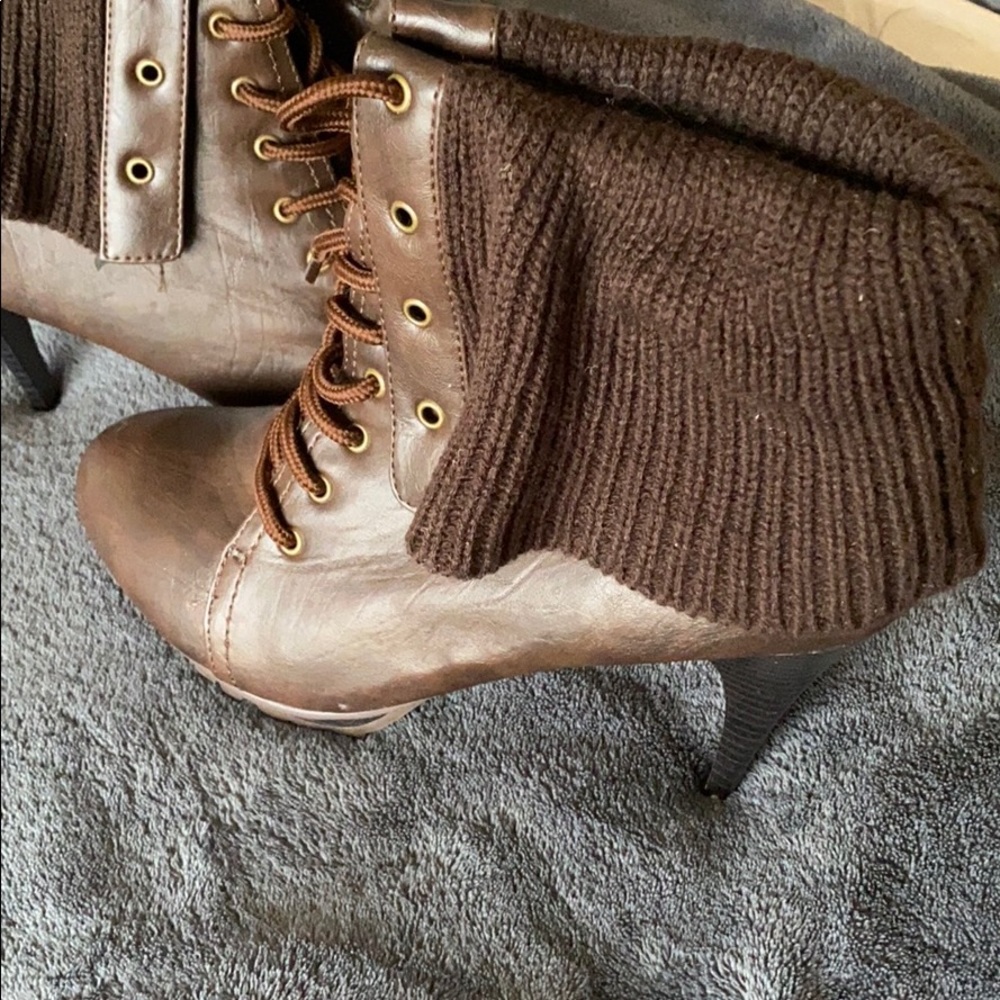 Brown Sweater Boots
